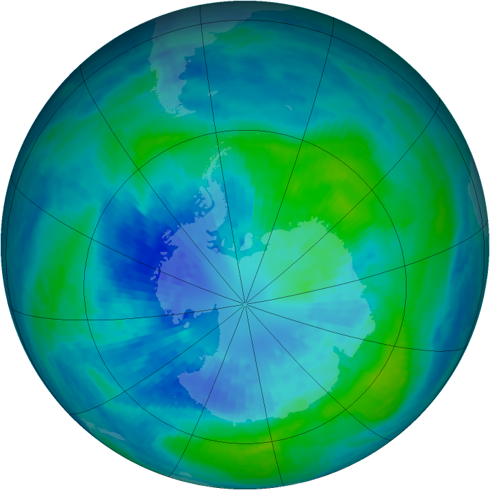Antarctic ozone map for 31 March 2001